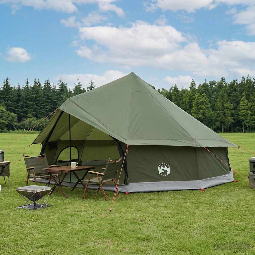 namiot-12-osobowy-481odi-1.jpg Namiot Tipi 12 osobowy Zielony wojskowy Poliester i Stal vidaXL Leroy Merlin - obrazek 1