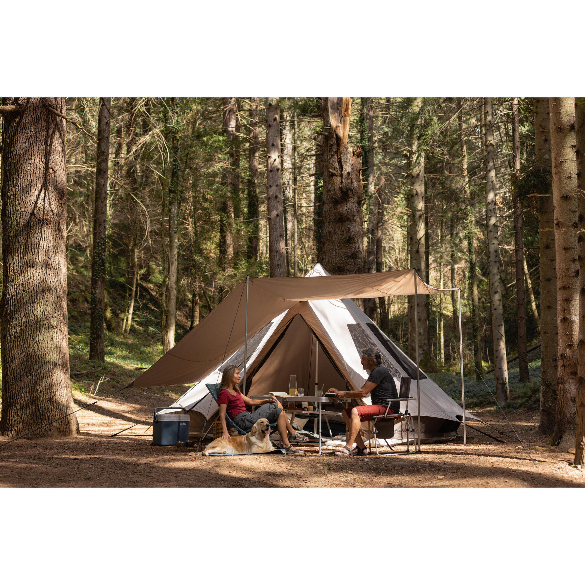 namiot-decathlon-5-2-902zun-1.jpg Namiot kempingowy Quechua Tepee 5.2 polibawełna dla 5 osób 2 sypialnie | Decathlon - obrazek 1