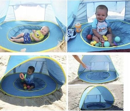 namiot-dla-dziecka-na-plaze-184psz-1.jpg Namiot Plażowy Parawan Samorozkładający z Basenem na Plażę Ogród dla Dzieci - obrazek 1