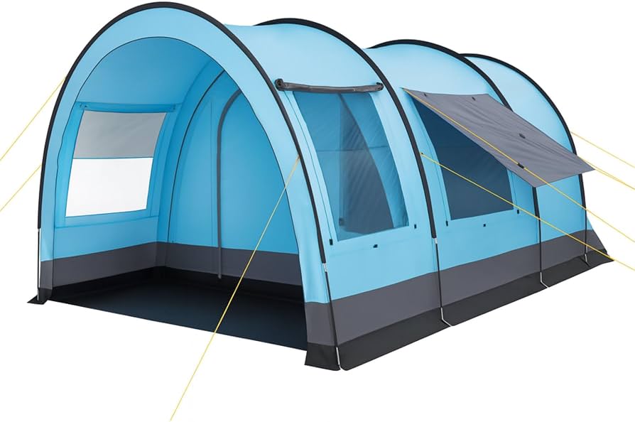 namiot-duzy-z-przedsionkiem-803iki-1.jpg CampFeuer Namiot tunelowy dla 4 osób "Relax4" | Namiot tunelowy z markizą, wiatroszczelny, wodoodporny, ultralekki | namiot kempingowy z moskitierą : ... - obrazek 1