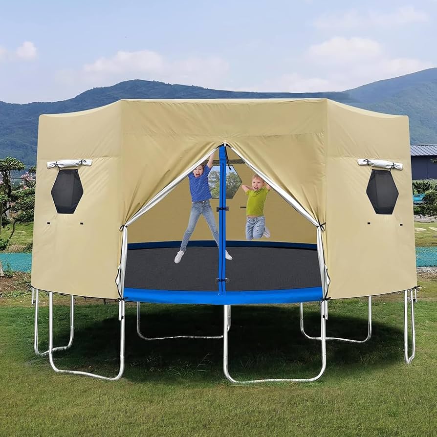 namiot-na-trampoline-836cea.jpg Pokrowiec na namiot trampoliny, osłona przeciwsłoneczna na trampolinę, osłona przeciwsłoneczna z wytrzymałej tkaniny odpornej na rozdarcia, zadaszenie ... - obrazek 1