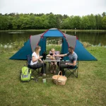 Namiot kempingowy 4 osobowy NILS CAMP Highland IV NC6431 z przedsionkiem niebiski jasno szary