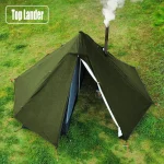 Camping namiot Tipi z kominkiem okno na zewnątrz Ultralight Tipi piramida namiot dwuwarstwowy Bushcraft 1 osoba namioty gorący namiot