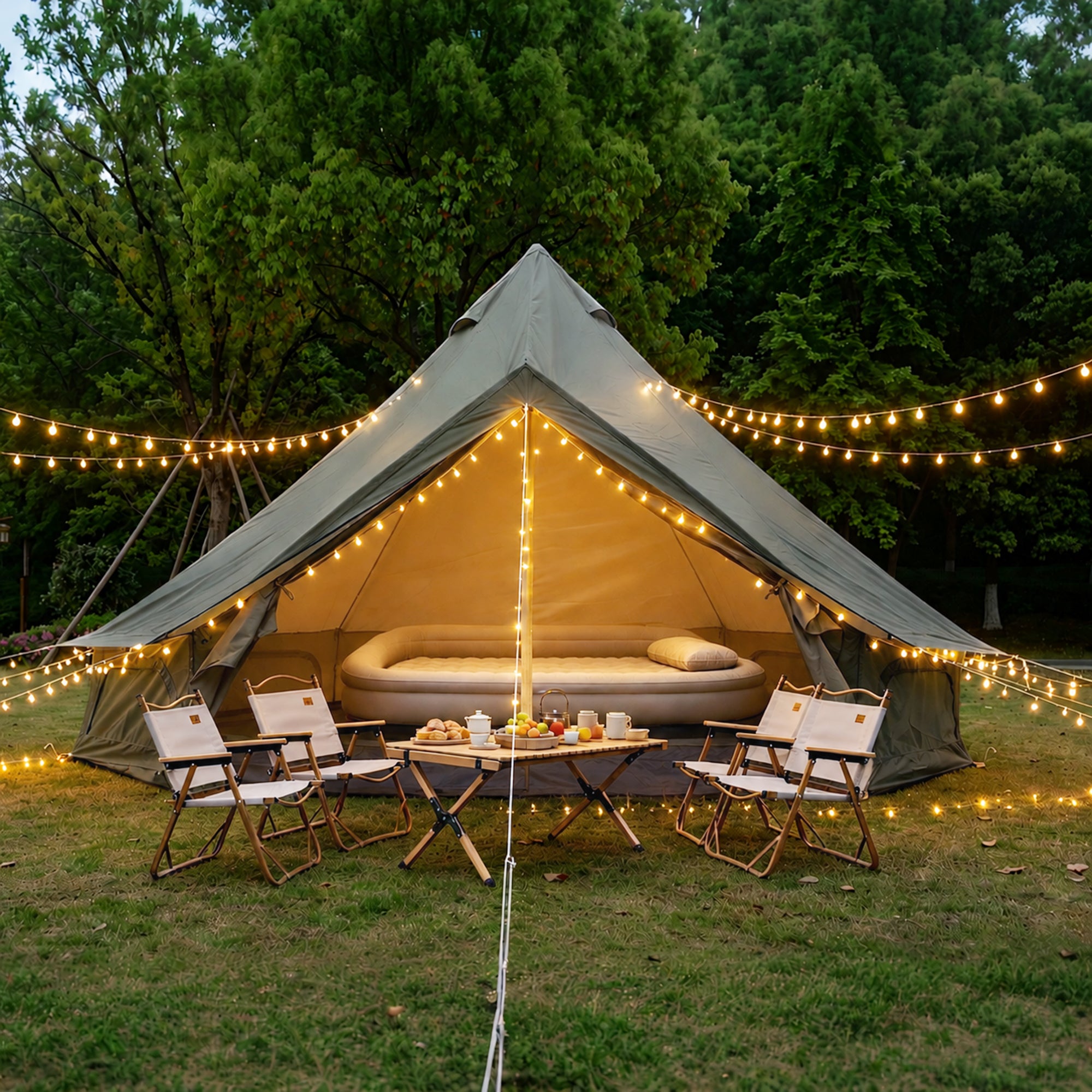 namioty-duze-065qrg.jpg Namiot Oxford Bell Namiot na rodzinne kempingi — przestronna jurta o powierzchni 3,8 m z podnośnikiem kuchenki, duże namioty Glamping dla 3–4 osób - obrazek 1