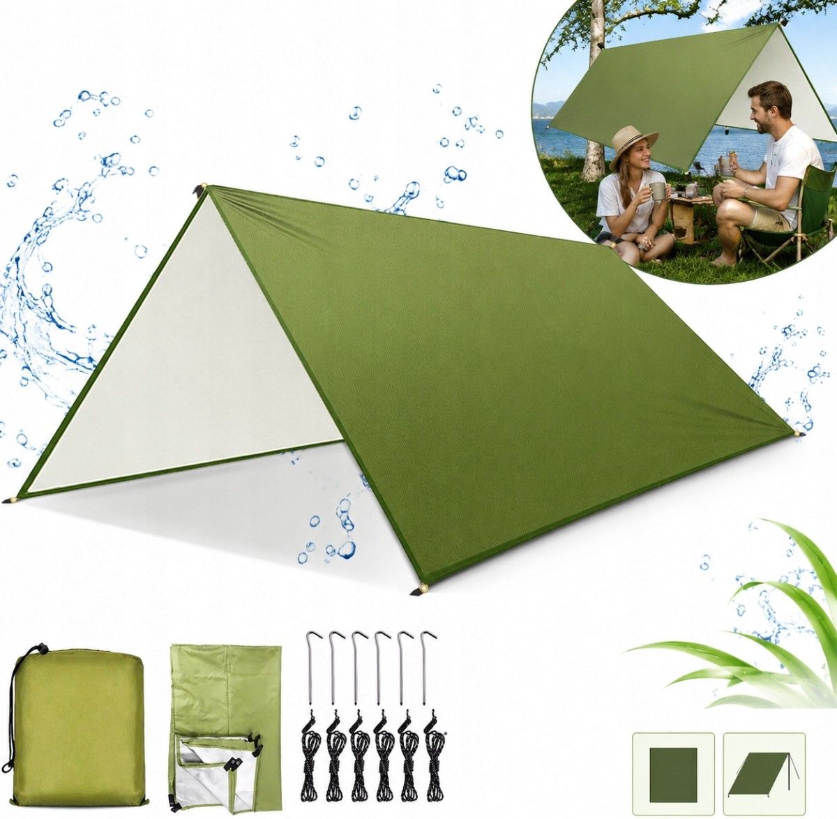 tarp-namiot-778kqk-1.jpg Namiot Tarp Płachta Zielona Plandeka Namiot Survival 3X3M Ceny i opinie Ceneo.pl - obrazek 1