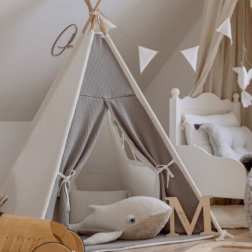 tipi-namiot-dla-dziewczynki-167bro-1.jpg Namiot tipi dla dzieci z matą podłogową Cream Baby Concept - obrazek 1